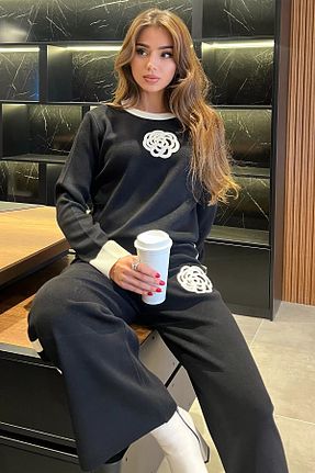 ست بالاتنه و پائین تنه مشکی زنانه تریکو GÜLSELİ - کد 861564303