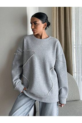 سوئیشرت طوسی زنانه ساده Genel Markalar - کد 877641559