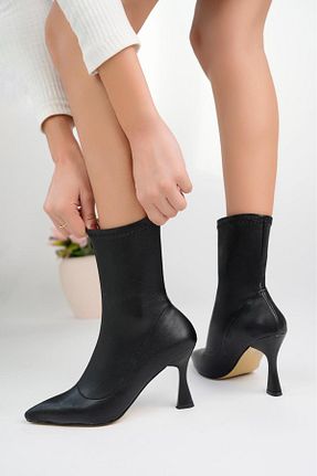 بوت / نیم بوت مشکی زنانه چرم مصنوعی Derin Shoes - کد 777944332