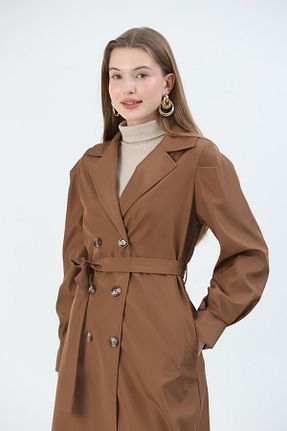 ترنچکت قهوه ای زنانه پلی استر QUBERZ - کد 788361579