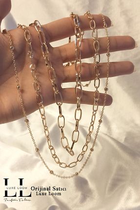 گردنبند استیل ( فولاد ) زرد زنانه Luxe Loom Zarafetin Işıltısı - کد 877671513