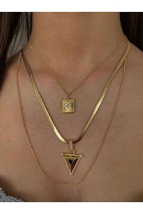 گردنبند استیل ( فولاد ) طلائی استیل (فولاد) h&b design jewel - کد 877676674