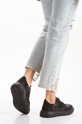 کفش اسنیکر مشکی زنانه بند دار La-Wie Shoes - کد 877680210