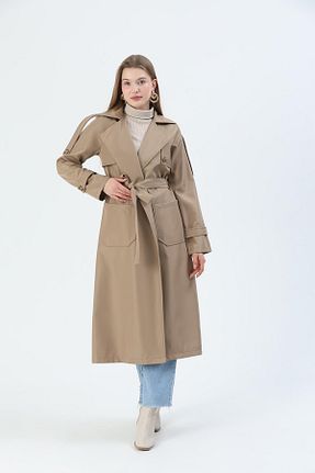 ترنچکت قهوه ای زنانه پلی استر QUBERZ - کد 877675807
