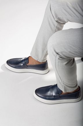 کفش کژوال سرمه ای مردانه چرم خالص Koşak - کد 877676677