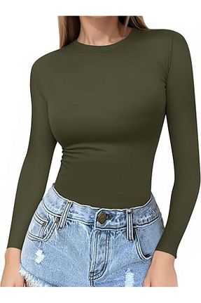 بلوز خاکی زنانه ساده MADAM SHİLA - کد 877683498