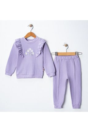 ست بالاتنه و پائین تنه بنفش بچه گانه بافتنی Pink cherry - کد 877702827