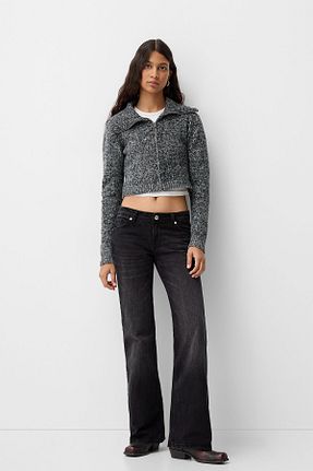 شلوار جین مشکی زنانه رگولار Bershka - کد 877721075