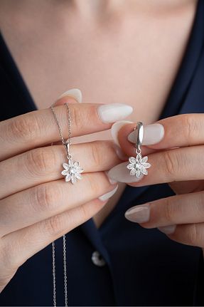 ست نقره سفید زنانه زیرکن Silvano Jewelry - کد 877859909