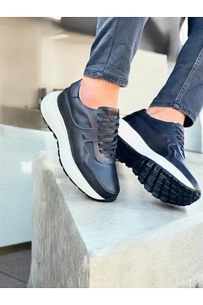 کفش اسنیکر مشکی مردانه چرم اصل ByItallanoshoes - کد 877849713