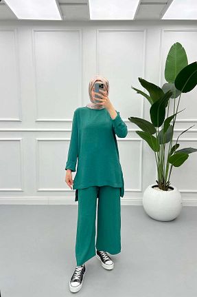 ست بالاتنه و پائین تنه سبز زنانه بافتنی Pardesü Dünyası - کد 816212410