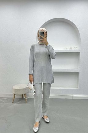 ست بالاتنه و پائین تنه طوسی زنانه تریکو Pardesü Dünyası - کد 877882749