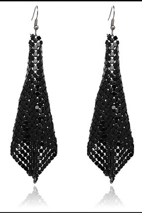 گوشواره جواهر مشکی روکش طلا PETEK AKSESUAR - کد 257895267