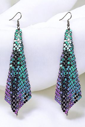 گوشواره جواهر رنگی روکش طلا PETEK AKSESUAR - کد 301457940