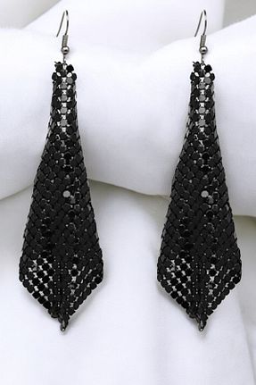 گوشواره جواهر مشکی روکش طلا PETEK AKSESUAR - کد 257895267