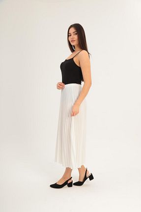 دامن سفید زنانه چرم مصنوعی Piliseli - کد 877952224