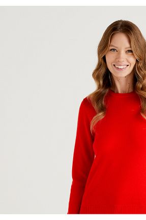 پلیور قرمز زنانه ساده United Colors of Benetton - کد 349823318