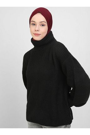 تونیک حجاب مشکی زنانه بافتنی Por La Cara - کد 878101046