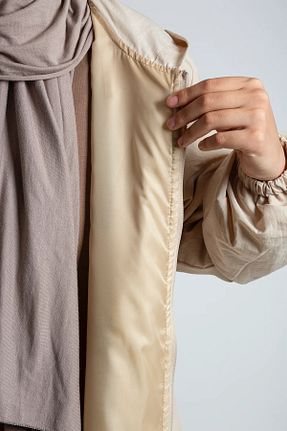 بارانی و بادگیر حجاب سفید زنانه رگولار Lemaye - کد 878186567