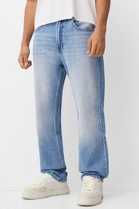 شلوار جین سرمه ای مردانه رگولار Bershka - کد 878125282
