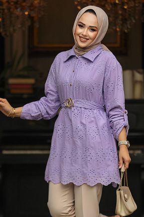 تونیک حجاب بنفش زنانه بافتنی Neva Style - کد 871326194