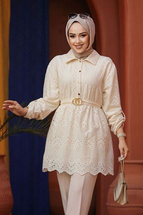 تونیک حجاب بژ زنانه بافتنی Neva Style - کد 871326159