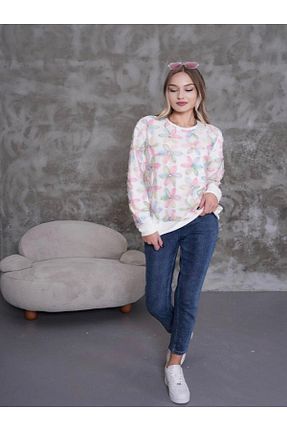 پلیور سفید زنانه گلدار D LAVELLA - کد 878216697