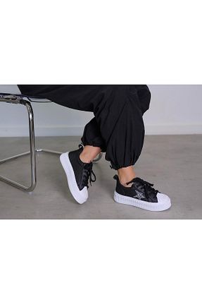 کفش اسنیکر مشکی زنانه بند دار Stil Durağı - کد 820257112