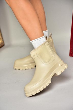 بوت / نیم بوت بژ زنانه چرم مصنوعی Fox Shoes - کد 878234564