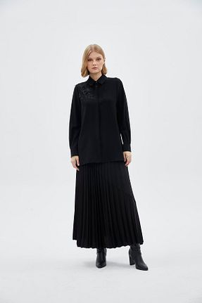 بلوز مشکی زنانه طرح دار Zühre - کد 878261040
