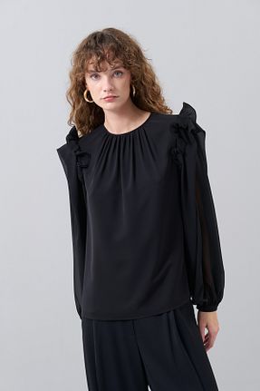 بلوز مشکی زنانه آستین بادکنکی Roman - کد 853822857