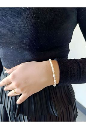 دستبند طلا سفید زنانه 14 عیار Altıncık - کد 878304910