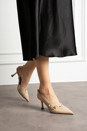 کفش مجلسی بژ زنانه چرم لاکی DABAB AYAKKABI - کد 878315522