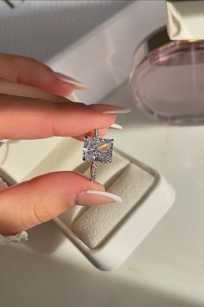 انگشتر برلیان سفید 14 عیار Crystal Diamond Zirconia - کد 878342488