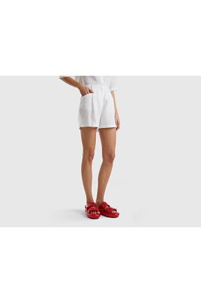 شلوارک و برمودا سفید زنانه فاق بلند United Colors of Benetton - کد 736041208