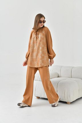 ست بالاتنه و پائین تنه قهوه ای زنانه بافتنی Garmi - کد 816939824