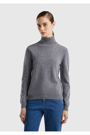 پلیور طوسی زنانه ساده United Colors of Benetton - کد 848757086