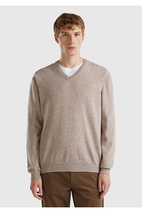پلیور قهوه ای مردانه ساده United Colors of Benetton - کد 355926856