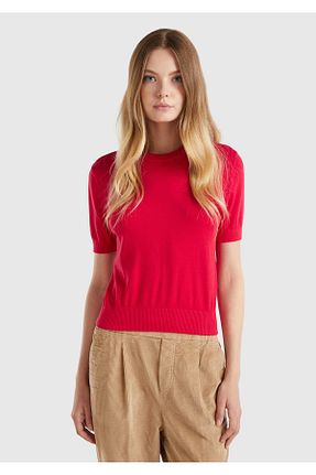 پلیور قرمز زنانه ساده United Colors of Benetton - کد 848757899