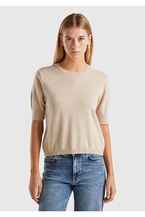 پلیور بژ زنانه ساده United Colors of Benetton - کد 859266498