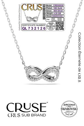 گردنبند نقره طوسی زنانه 925 عیار Cruse - کد 878400884