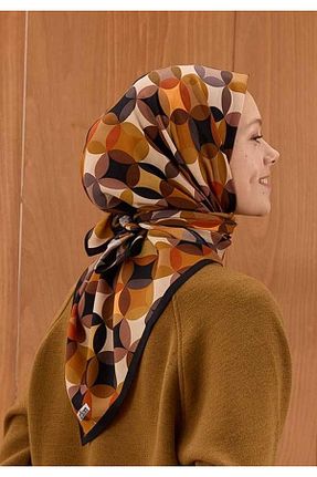 روسری قهوه ای پنبه پلی استر Cardion - کد 860417963