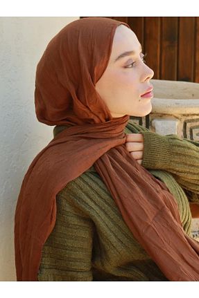شال قهوه ای زنانه پنبه ای Modakaşmir - کد 878532068