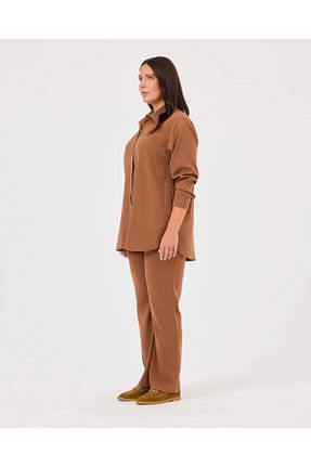پیراهن قهوه ای زنانه یقه پیراهنی Gala-Xi - کد 878551195
