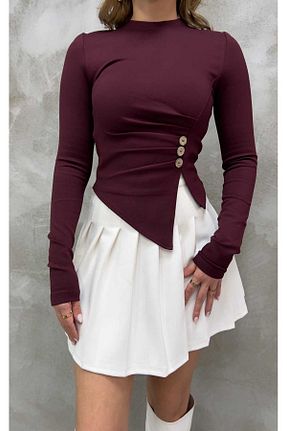 بلوز زرشکی زنانه ساده Butik Beyza - کد 878547631