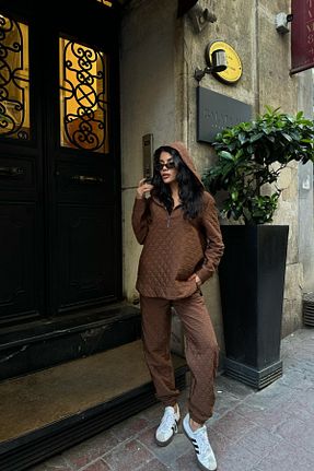 ست بالاتنه و پائین تنه قهوه ای زنانه بافتنی MAGGAZA - کد 885930627