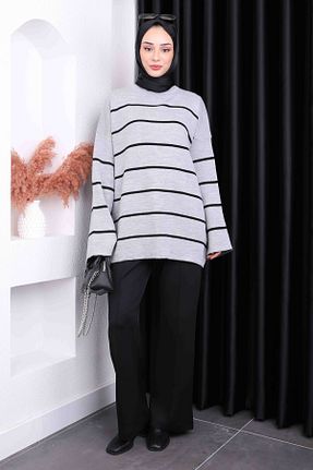 پلیور حجاب طوسی زنانه مخلوط پلی استر İmajButik - کد 878575952