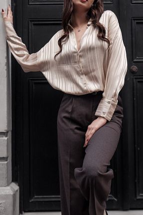 پیراهن بژ زنانه اورسایز Hisleria - کد 878598993