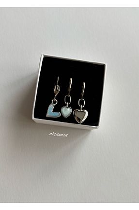 گوشواره جواهر طوسی پوشش لاکی aksesuaris - کد 878604461