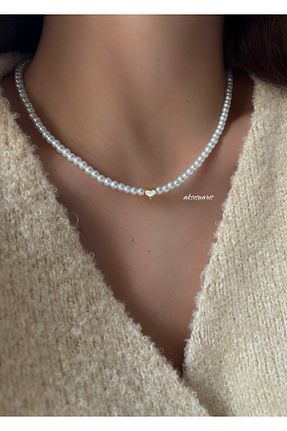 گردنبند جواهر سفید زنانه مروارید aksesuaris - کد 878604695